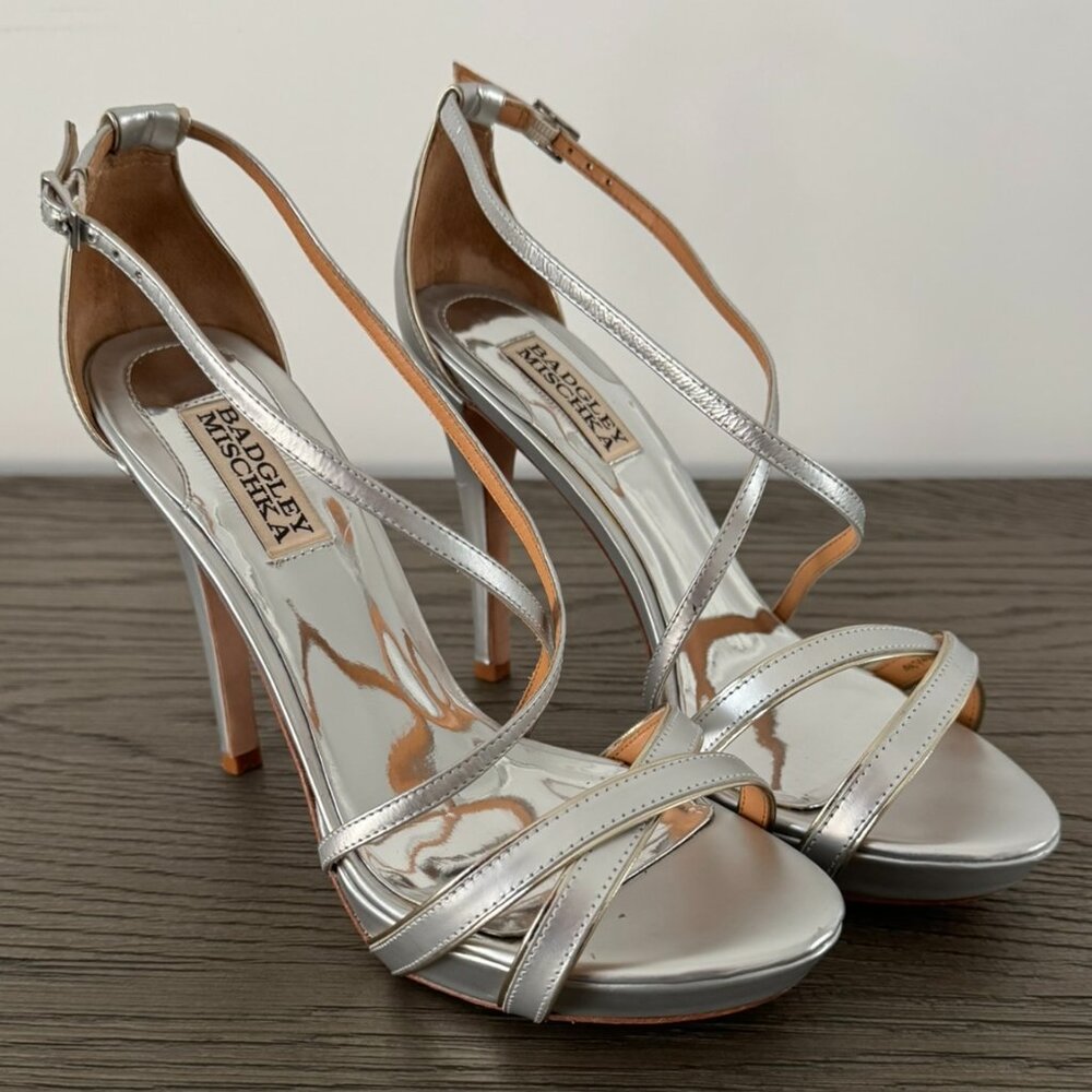 Badgley Mischka Metallic Strappy Heel Sandals - Size 7.5